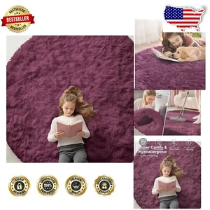 Burgundy 7x7 Shag Area Rug - Soft, Durable, and Easy to Clean for Living Spaces - Picture 1 of 8