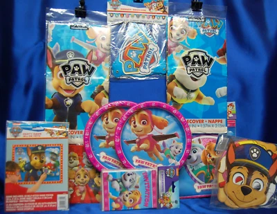 SKYE PAW PATROL Party # 12 Tablecover Plates Napkin Invite Loot Banner Mask Game - Image 1 of 4
