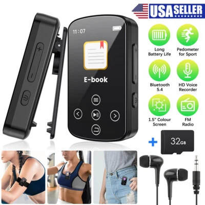 Support 128G Bluetooth Lossless Music MP3/MP4 Player FM Radio Recorder Back Clip - Image 1 of 4