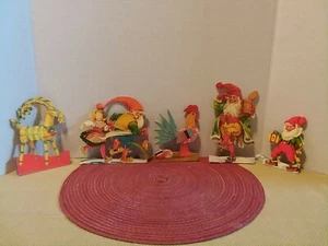 Lot/5 Scandinavian Swedish Cut Out Fold Table decoration Straw Tomte Goat VTG - Picture 1 of 12