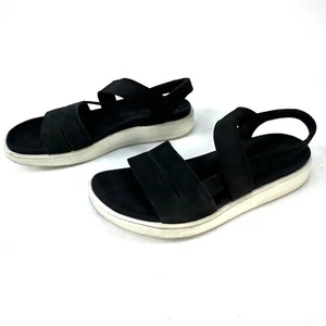 Ecco Yuma Sandalen Damenschuhe Größe 8 US 39 EU schwarz Leder Fersenriemen Keilabsatz - Bild 1 von 8