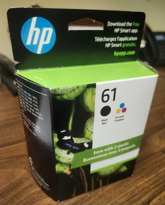 HP 61 Black Tri Color Ink Cartridges Combo 2-Pack Genuine OEM Sealed Exp 05/2027 - Image 1 of 4