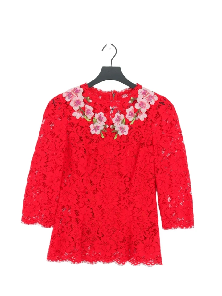 Dolce & Gabbana Women's Top UK 10 Red 100% Other Basic - Image 1 of 4