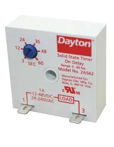 Dayton 2A562 Single Function Encapsulated Timing Relay, Square, On Delay, 1 - Picture 1 of 2