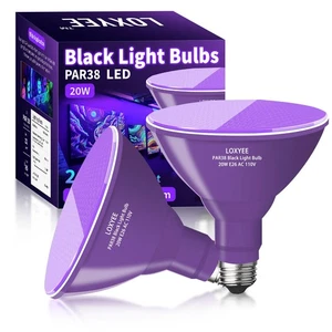 PAR38 Halloween LED Black Light Bulbs 2 Pack,E26 Base 20W(200W Equivalent) Bl... - Picture 1 of 6