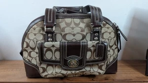 VTG Y2K Coach Hampton F18977 Signature Turnlock Shoulder Handbag Tan Canvas - Picture 1 of 11