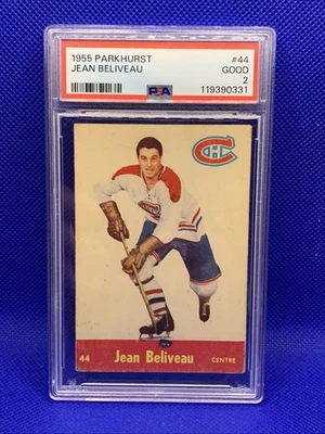 1955 Parkhurst Jean Beliveau  Montreal Canadiens #44 PSA 2 Just Graded - Image 1 of 2