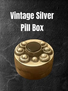 Pastillero redondo plateado vintage con piedra de chorro. 13,7 g - Imagen 1 de 4