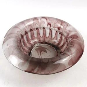 Davidson Amethyst Wolke Glas Art Deco Schale Mittelstück Frosch Halter Mitte 8" - Bild 1 von 9