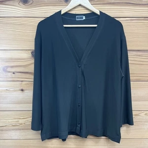 Sympli Cardigan Shirt 16 Dark Green Jersey Stretch V-Neck Button Up Basic B188 - Picture 1 of 11