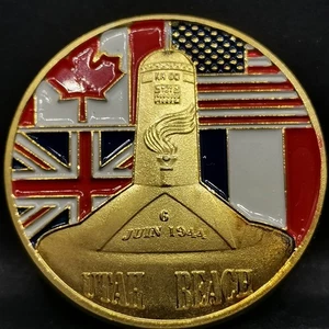 JETON TOURISTIQUE 31mm Doré D DAY DEBARQUEMENT NORMANDIE UTAH BEACH / MEDAILLE - Picture 1 of 2