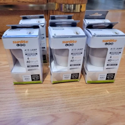 Sunlite LED A15 Lamp Medium Base 6W 40W Replacement 5000K 120V Dimmable CRI 80 - Image 1 of 2