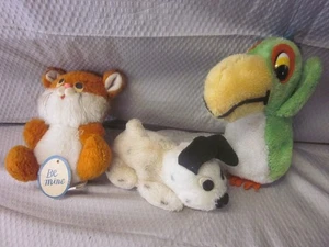 Vintage Lot of 1970s 1980s Dakin Parrot, Puppy Dog and Cat Plush Stuffed Animals - Picture 1 of 11
