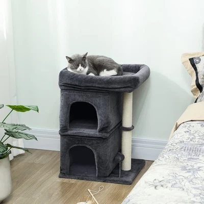 PawHut Small Cat Tree for Large Adult Cats Up to 7 KG with Large Perch 66 cm - Image 1 of 4