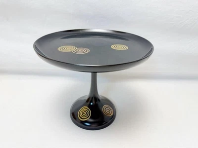 Plato dulce Kito Takatsuki lacado negro de madera con remolino estilo Makie T... - Imagen 1 de 4