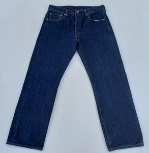 Levis 501 Jeans 34x30 Original Fit Straight-Leg Button-Fly Jeans– Mid Blue Denim - Picture 1 of 16