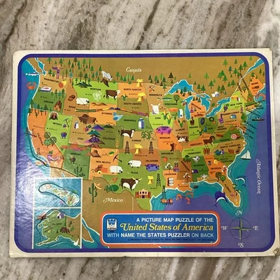 1968 Whitman Picture Map Children’s Puzzle Of The United States of America Used - Image 1 of 4