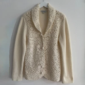 VTG Coldwater Creek Wool Angora Knit Cardigan Sweater Shawl Collar Cottagecore M - Picture 1 of 14
