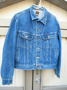 Vintage LEE Blue Denim Jean Trucker Work Biker Jacket Size 46 R USA, PATD 153438 - Picture 1 of 12