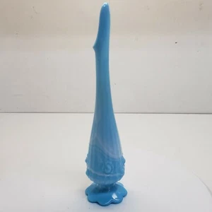 Fenton Blue Marble Cabbage Rose Swung Vase 11" - Picture 1 of 10
