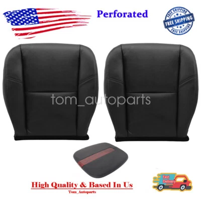 For 07-14 Cadillac Escalade Both Bottom Leather Seat Cover Armrest Cover Black Foto 1 de 4