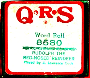 Rollo de piano QRS RUDOLPH EL RENO NARIZ ROJA 8580 reproductor de Navidad - Imagen 1 de 1
