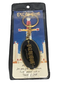 Excalibur Las Vegas Vintage Keychain Solid Brass & Nickel Plated - Picture 1 of 13