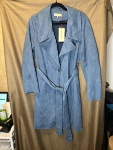 NWT Solitaire Anthropologie Faux Suede Belted Trench Coat Size XL - Picture 1 of 8