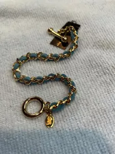 Bracelet: Blue Suede on Golden Chain - original Joan Rivers Classic Collection - Picture 1 of 5