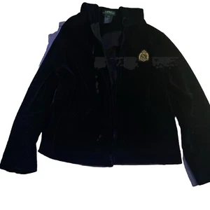 Lauren Ralph Lauren Damen Jacke schwarz Größe PL Full Zip Velour Preppy - Bild 1 von 6