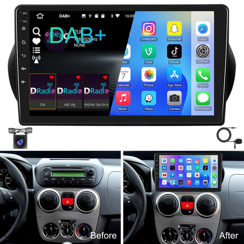 DAB+ Android 13 Autoradio GPS für Fiat Qubo/Fiorino Citroen Nemo Peugeot Bipper - Bild 1 von 4