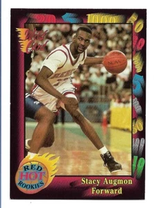 Tarjeta de novato 1991-92 WILD CARD RED HOT ROOKIE STACY AUGMON #6 UNLV - Imagen 1 de 2