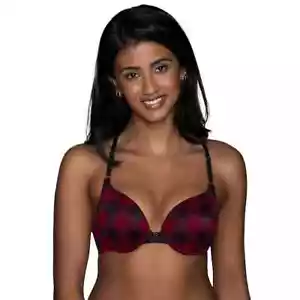 Vanity Fair 2131101 Ego Boost Push Up Bra Red Black Plaid 34A - Picture 1 of 1