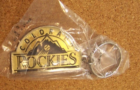 Colorado Rockies old logo metal key ring MLB light yellowing Cover