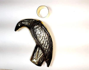 Eleganter Designer Rabe Krähe massiver Messing Kopf Griff für Vintage Gehstock - Bild 1 von 6