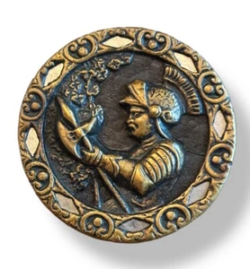 Vintage Victorian Antique Brass Collectible Picture Button Charles Brandon - Picture 1 of 4