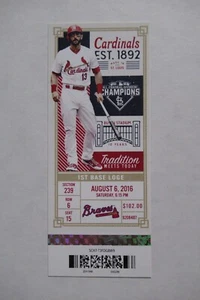 ST. LOUIS CARDINALS VS BRAVES 8/6/2016 FULL TICKET ~ FREEMAN/KEMP/WONG+ HRs - Picture 1 of 1