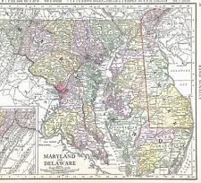 1916 Maryland Delaware Map Washington DC Annapolis Cumberland Baltimore Frederic