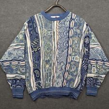 Vintage Florence Tricot Sweater Mens XL Pastel Blue 3D Textured Grandpa 90s
