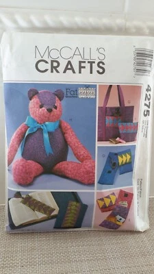 2003 McCall's Fat Quarter Pattern 4275 Bear Bag Case Bookmark Book Cover Uncut - Image 1 of 4