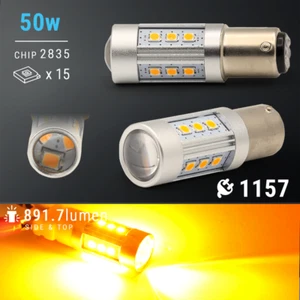 1157 Amber Yellow High Power LED Front Turn Signal Light Bulbs Lamp - Picture 1 of 8