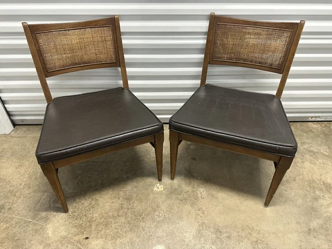 Broyhill Brasilia Mid Century Caned and Walnut Chairs Set Of 2 Local Pickup Only Cover