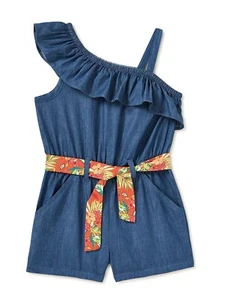WN Girls Woven Denim Look Romper Size 5T NWT - Picture 1 of 2