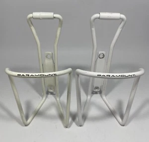 Vintage Schwinn Paramount Water Bottle Cage Set Pair Aluminum White Old School - Picture 1 of 8