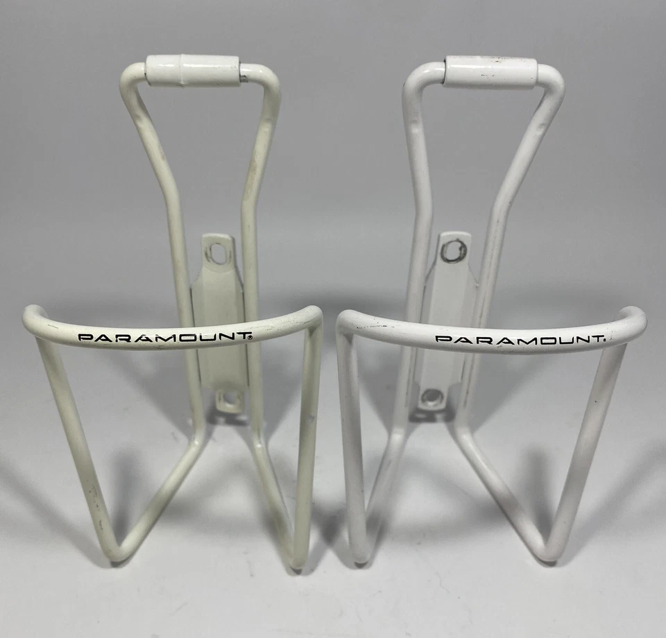 Juego de jaulas para botellas de agua Schwinn Paramount vintage par aluminio blanco vieja escuela Foto 1 de 4