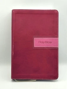 Holy Bible NIV Pink Leather. Italian Duo Tone Zondervan Okay Condition READ - Picture 1 of 12