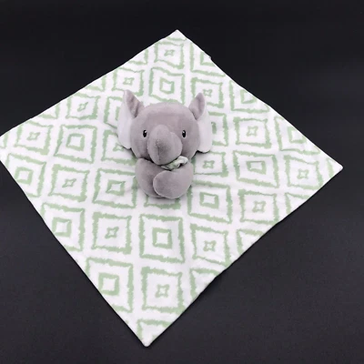 Cobertor de segurança Baby Essentials Lovey Elephant verde branco geométrico - Imagem 1 de 4
