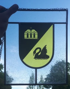 30cm Bleiverglasung Blei Bunt Glas fenster bild Glasmalerei Wappen Schwan Tor - Bild 1 von 4