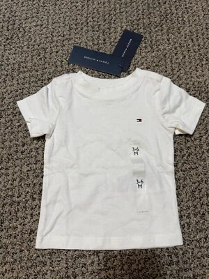 Tommy Hilfiger Bebé Manga Corta Bandera Logo Camiseta Blanca Talla 3-6 Meses Nueva Foto 1 de 4