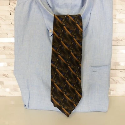 Платье костюм галстук мужской коричневый синий абстрактное искусство шелк заявление DANIEL HECHTER США - Изображение 1 из 4